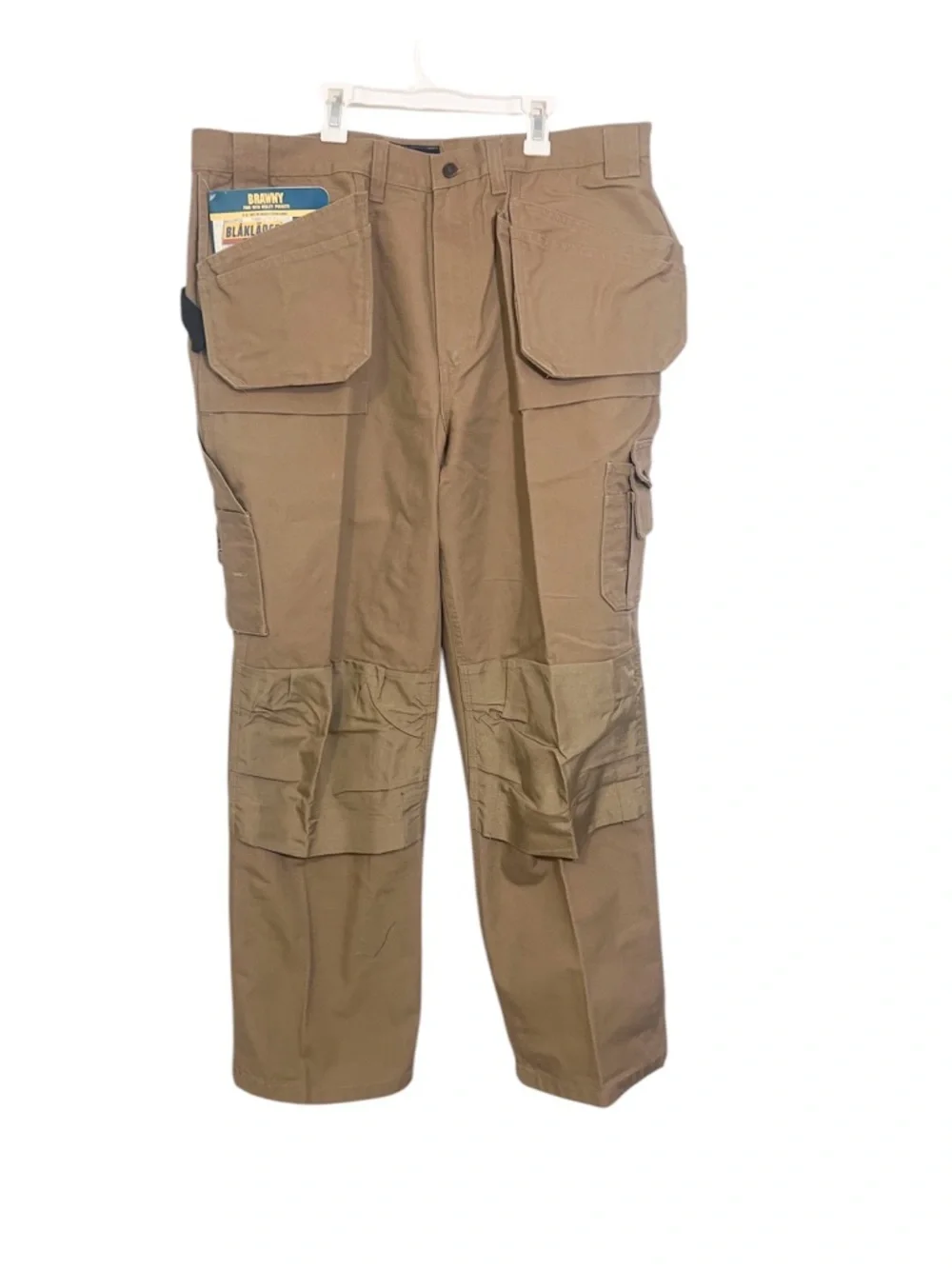 New Blaklader Heavy Duty Cargo Work Pants Khaki Tan tagged 42x31.5”Brawny